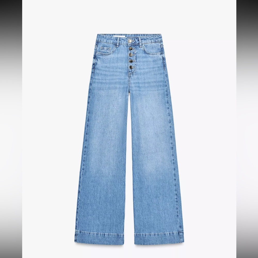 Zara Denim Wide-Leg Jeans in Light Blue